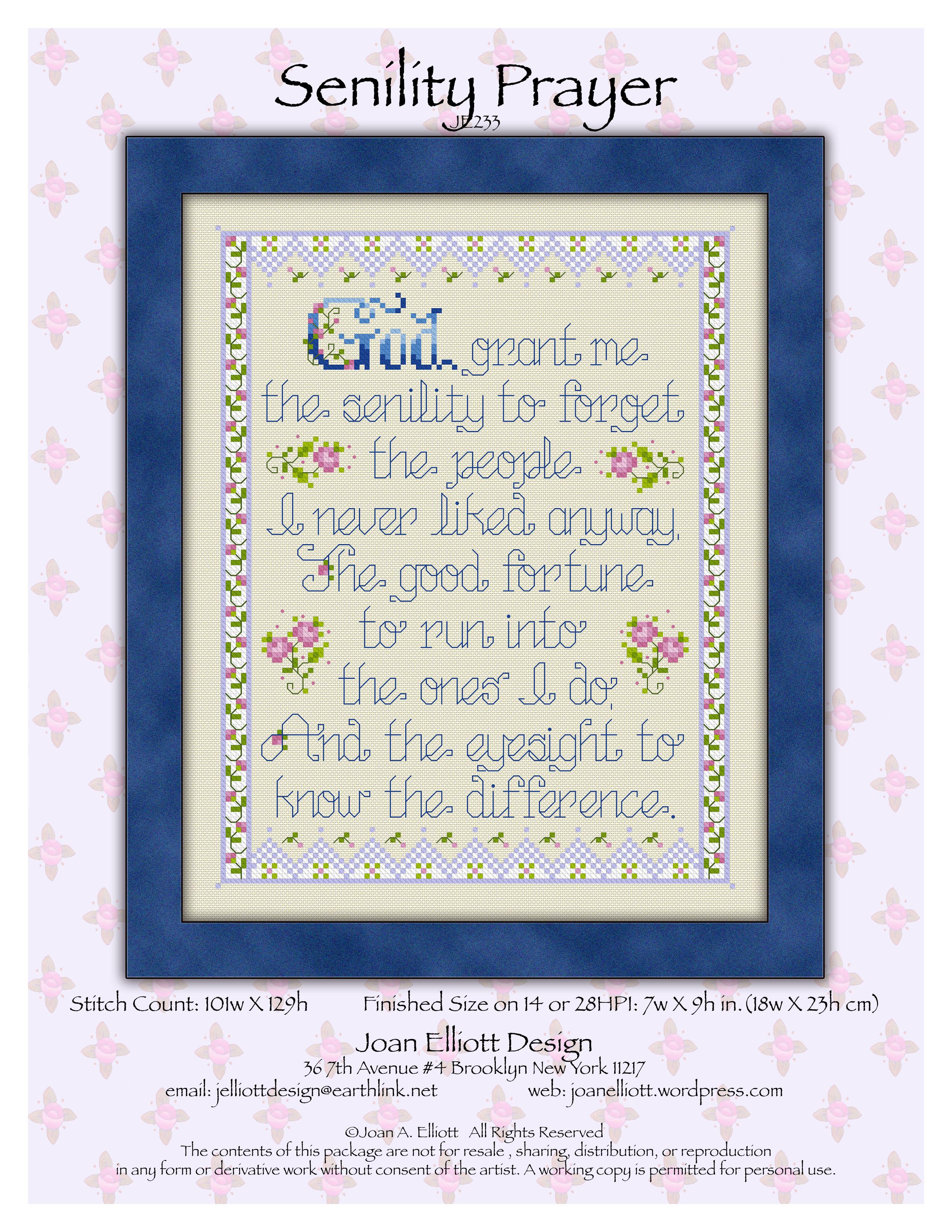 Senility Prayer - Christian Cross Stitch Pattern