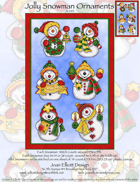Jolly Snowman Ornaments - PDF Cross Stitch Pattern