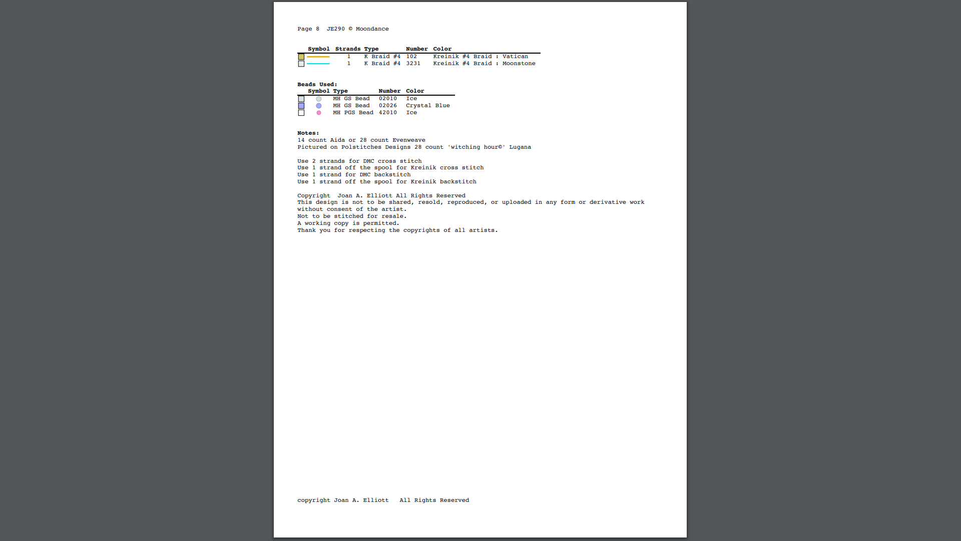 Moondance - PDF Cross Stitch Pattern
