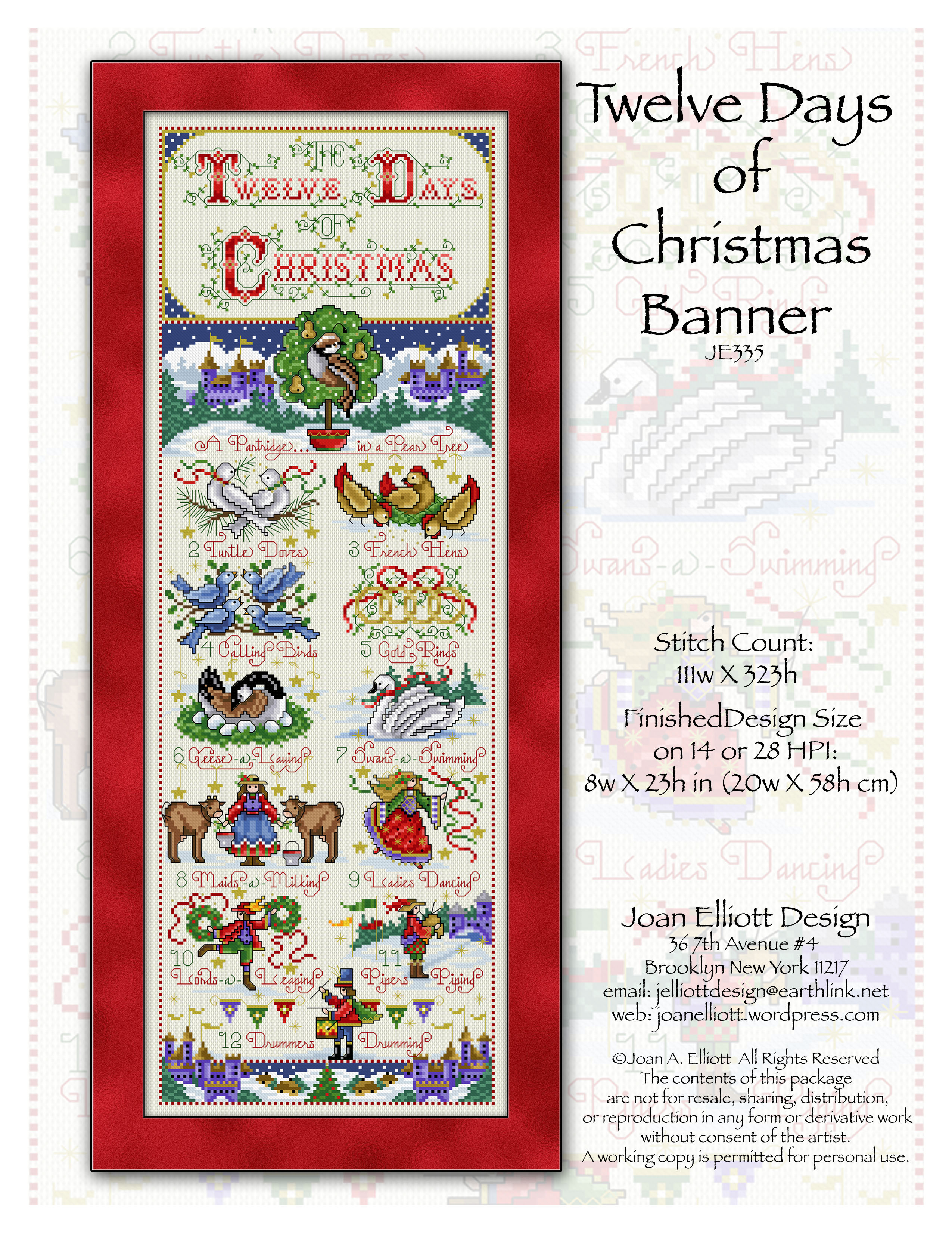 Twleve Days Of Christmas Banner - Cross Stitch Pattern