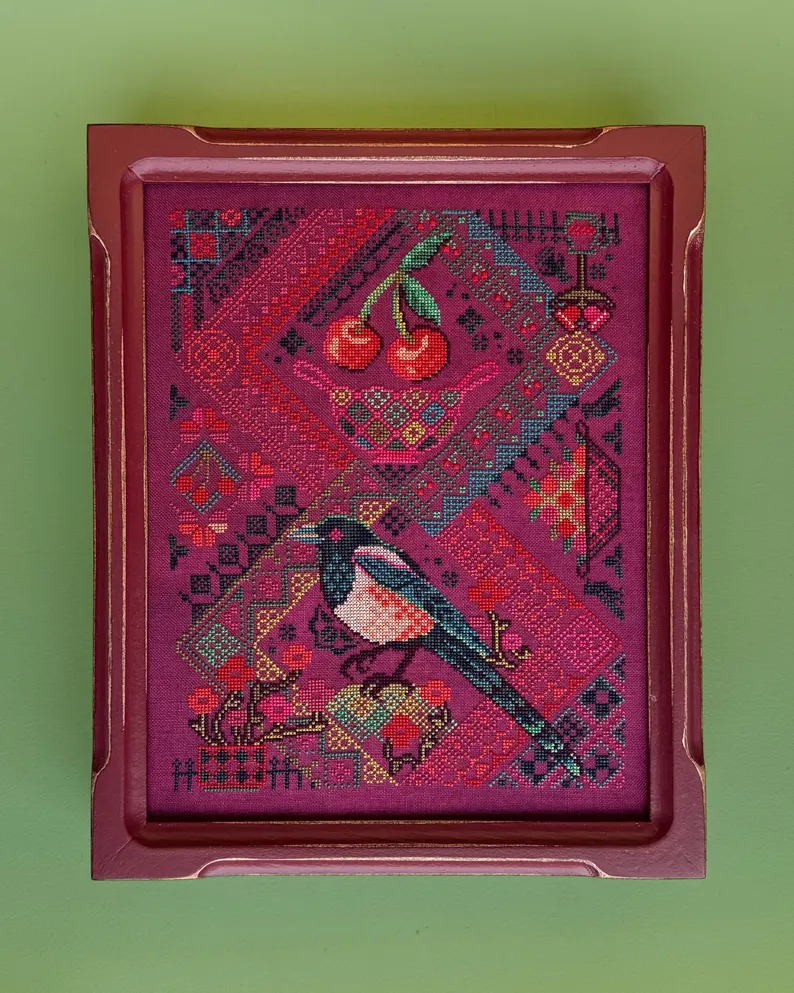 Cherry Magpie - Cross Stitch Pattern