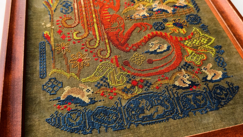 Eleven Rabbits - Cross Stitch Pattern, different perspective #2, zoomed in. Select this picture to zoom back out.