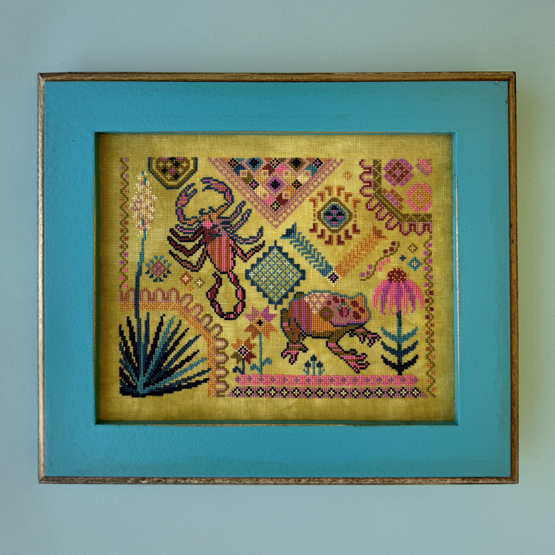 The Scorpion & The Frog - Cross Stitch Pattern, zoomed in. Select this picture to zoom back out.