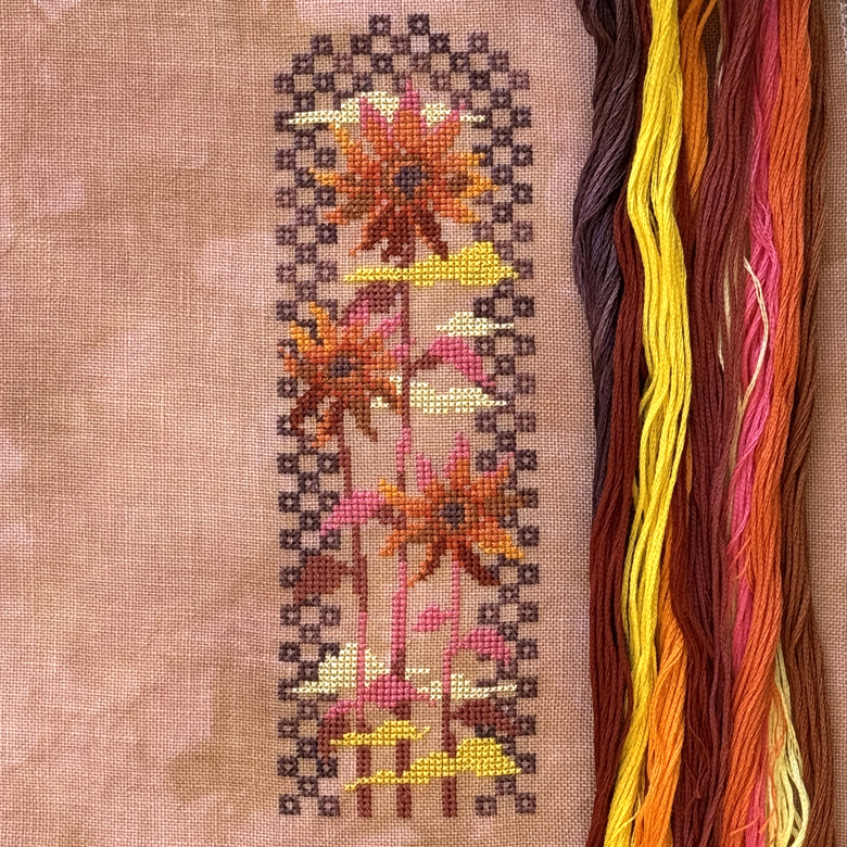 Sunflower Clouds - Cross Stitch Pattern, different perspective #1, zoomed in. Select this picture to zoom back out.