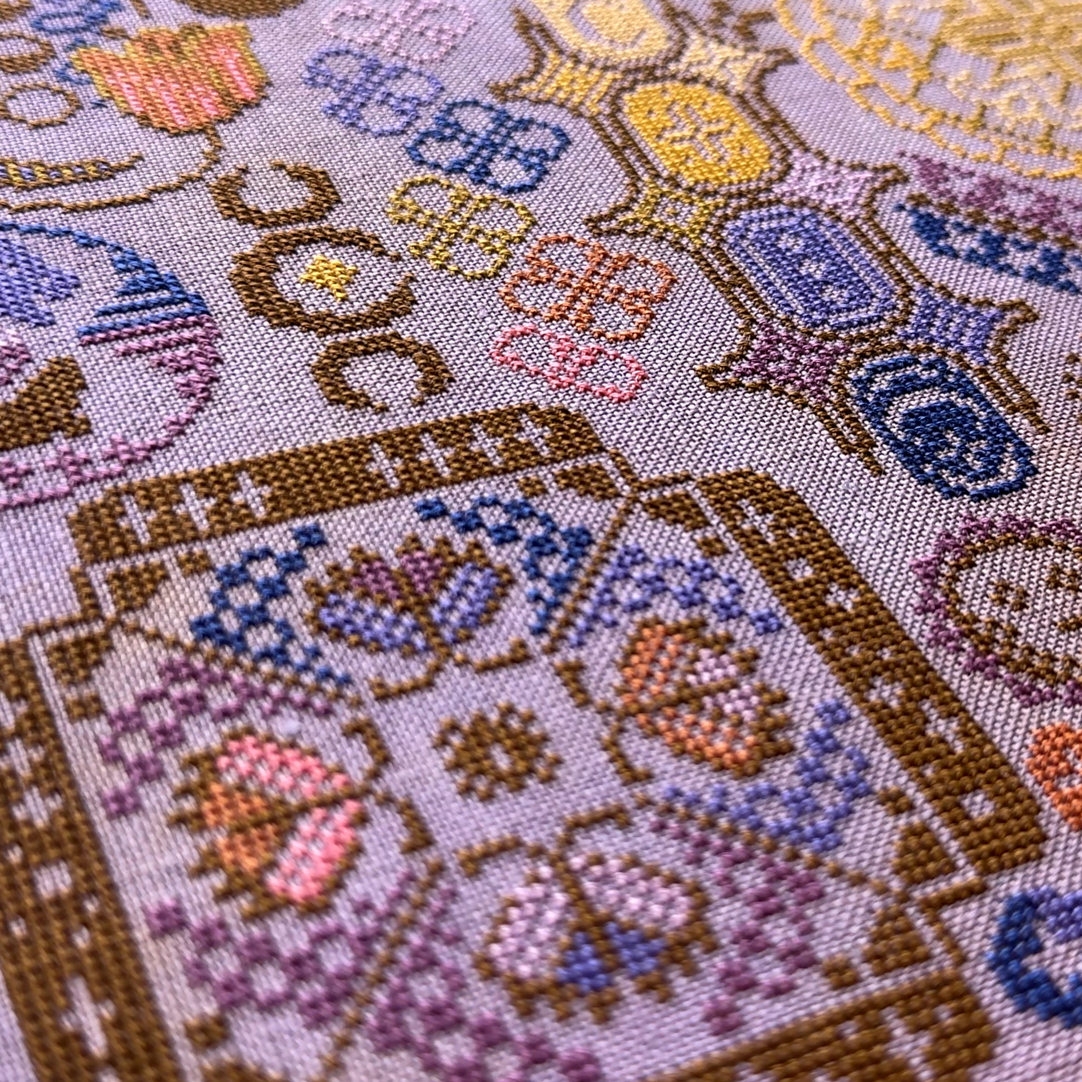 Moon Sampler - Cross Stitch Pattern, different perspective #1, zoomed in. Select this picture to zoom back out.