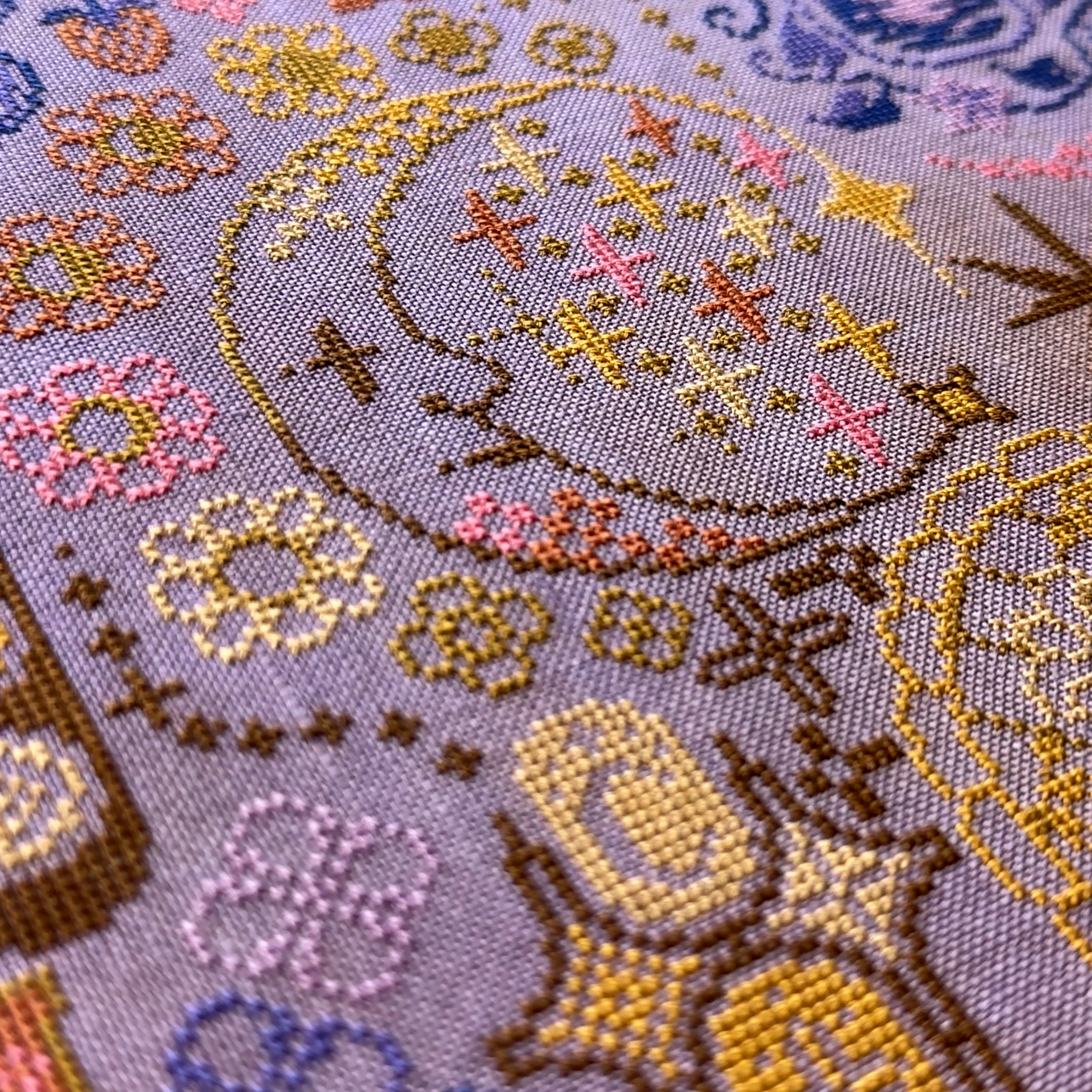 Moon Sampler - Cross Stitch Pattern, different perspective #2, zoomed in. Select this picture to zoom back out.