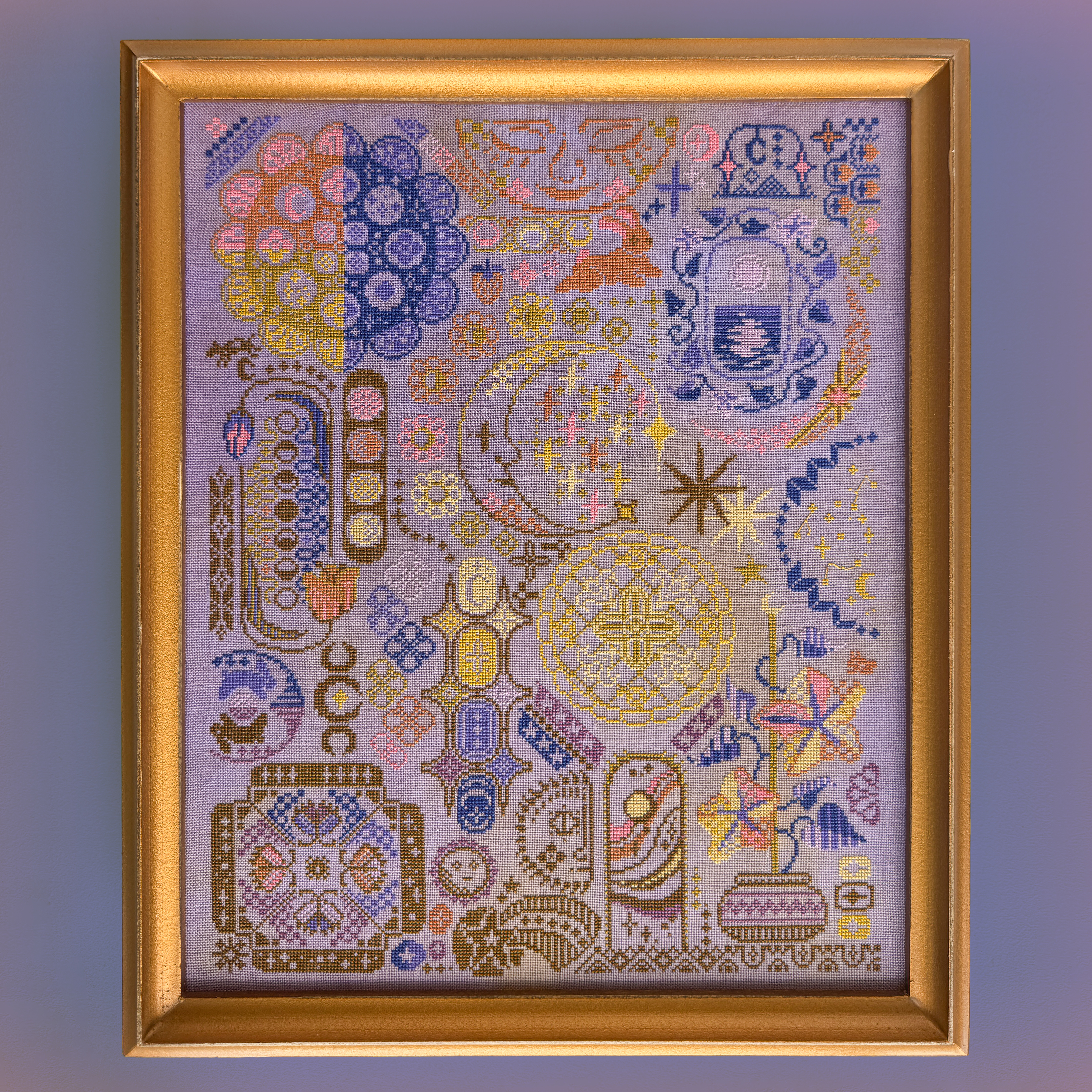 Moon Sampler - Cross Stitch Pattern, zoomed in. Select this picture to zoom back out.