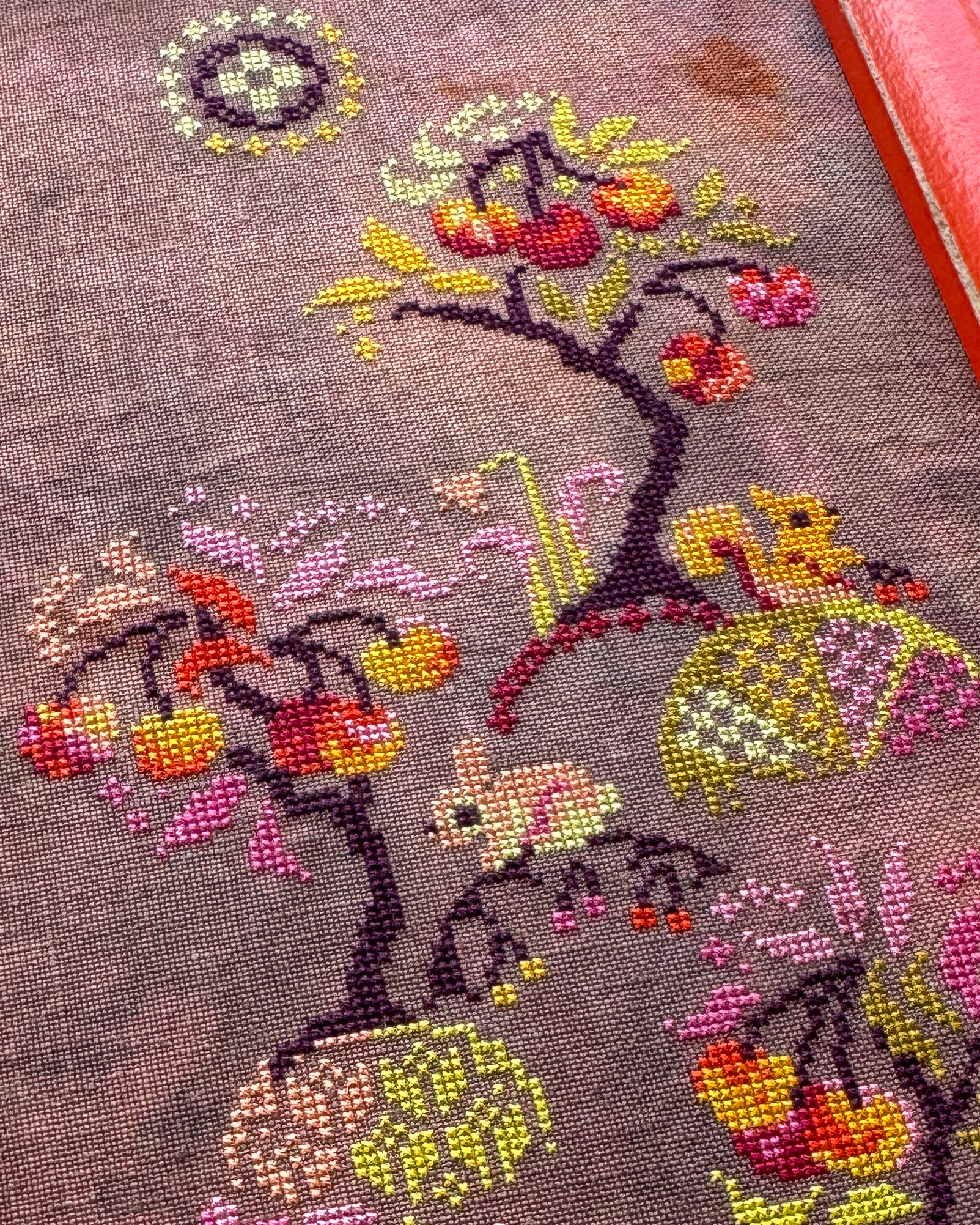 Cherry Hills - Cross Stitch Pattern, different perspective #1, zoomed in. Select this picture to zoom back out.