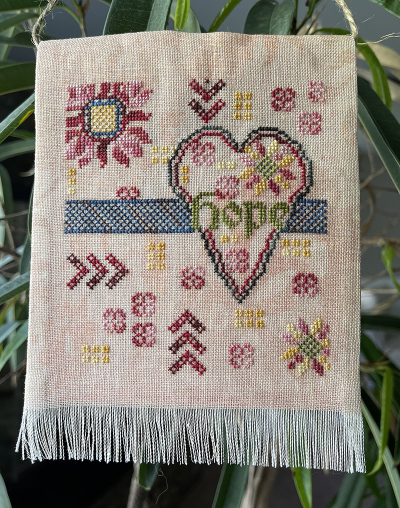 Hopeful Hearts Prayer Flag - Cross Stitch Pattern