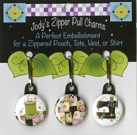 Pink and Black Theme for Quilters - Zipper Pull Charms