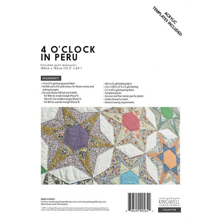 4 O'Clock In Peru - Quilt Block Template, different perspective #1, zoomed in. Select this picture to zoom back out.