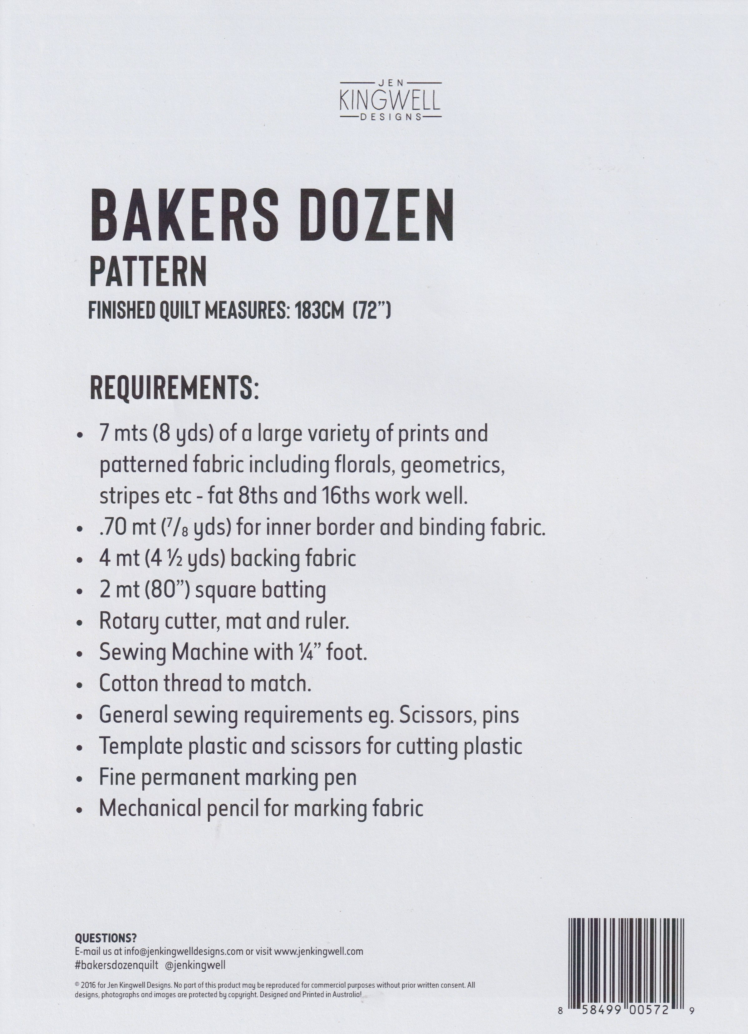 Bakers Dozen Pattern - Quilt Pattern