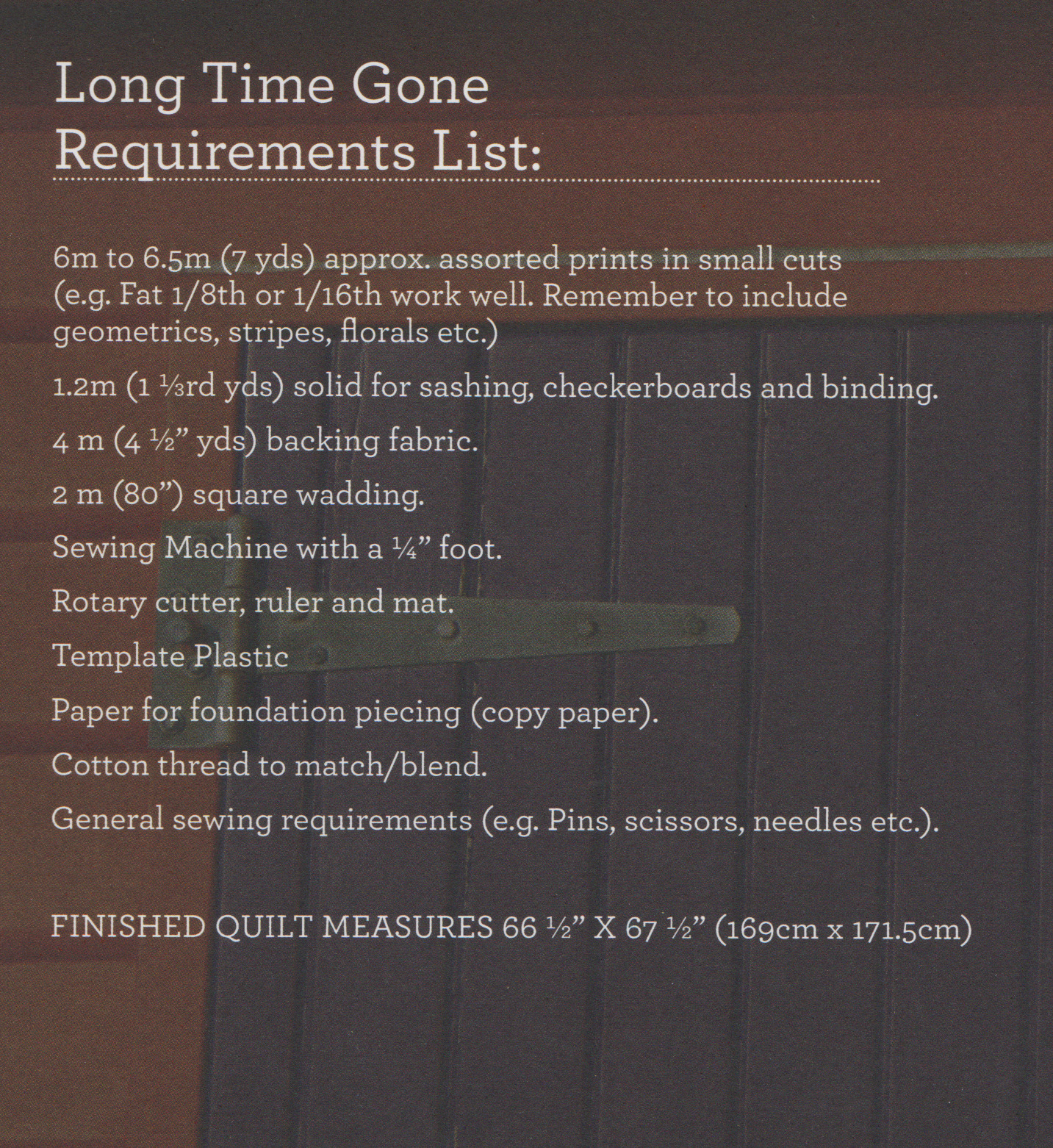 Long Time Gone - Quilt Pattern