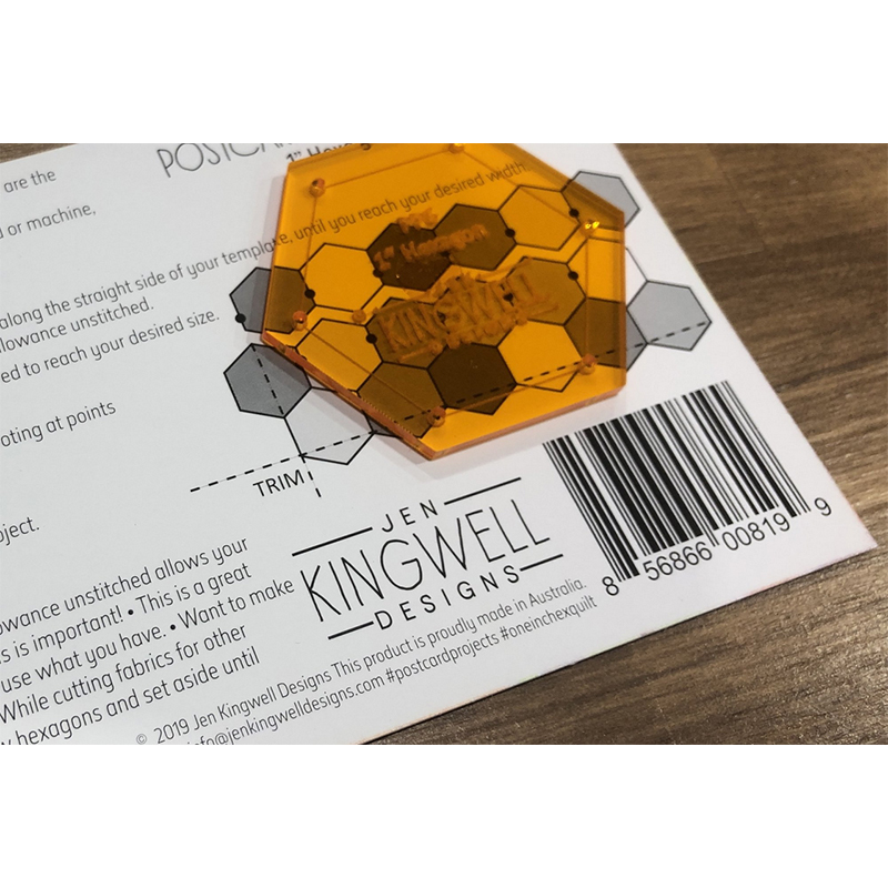 Postcard Project Piecing Template - One Inch Hex