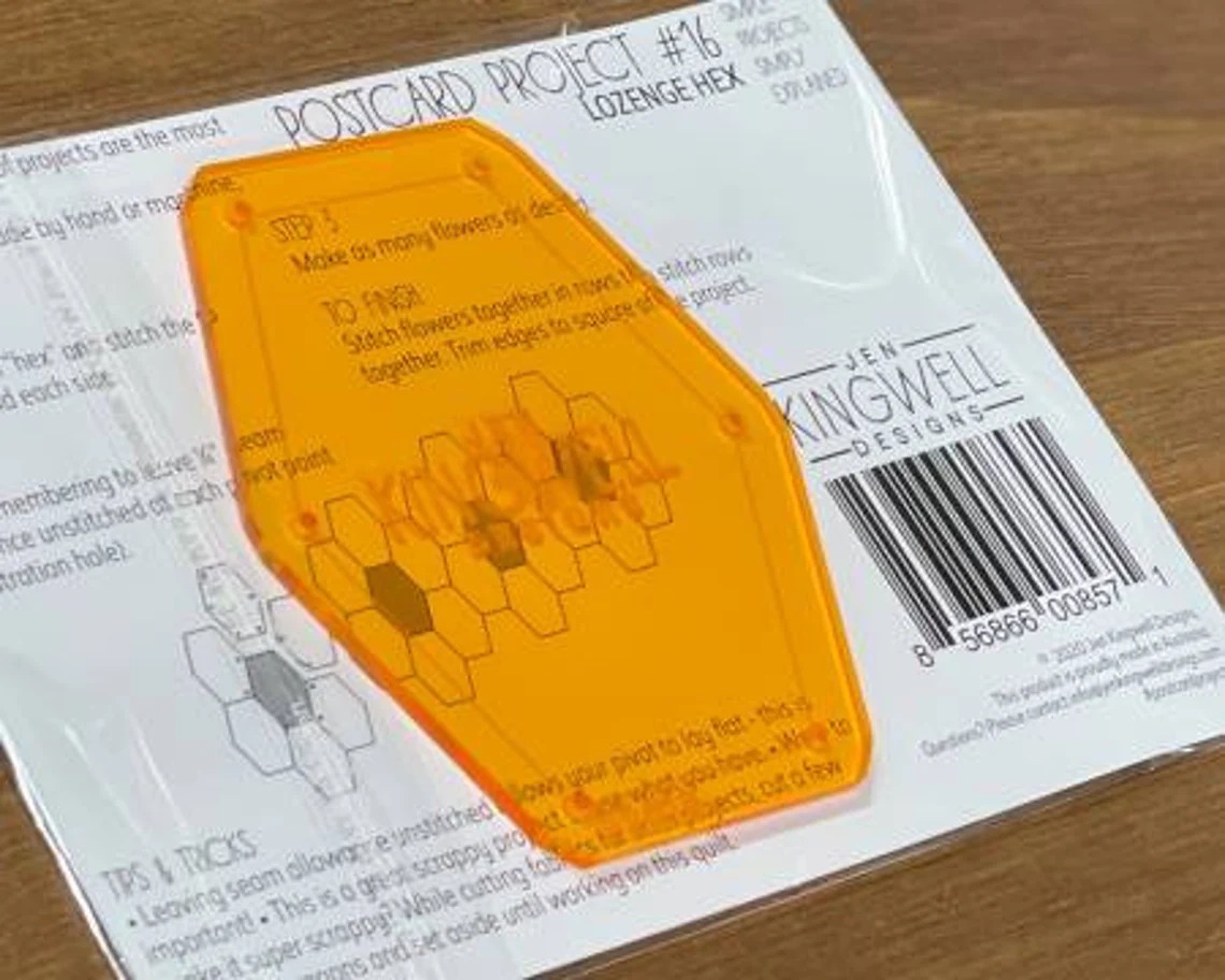 Postcard Project #16 Lozenge Hexagon -Paper Piecing Template