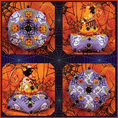 Griselda's Ghostly Garden - Halloween Cross Stitch Pattern, zoomed in. Select this picture to zoom back out.