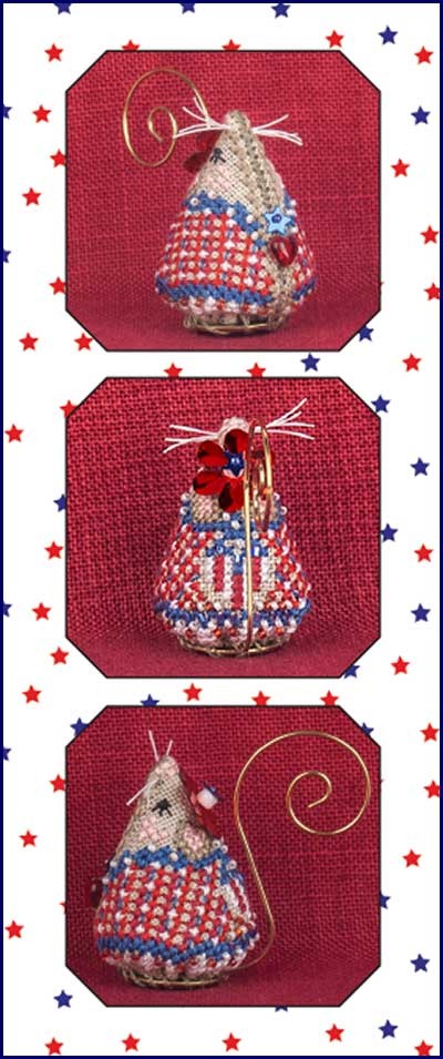 Miss Liberty Mouse - Patriotic Cross Stitch Pattern, zoomed in. Select this picture to zoom back out.