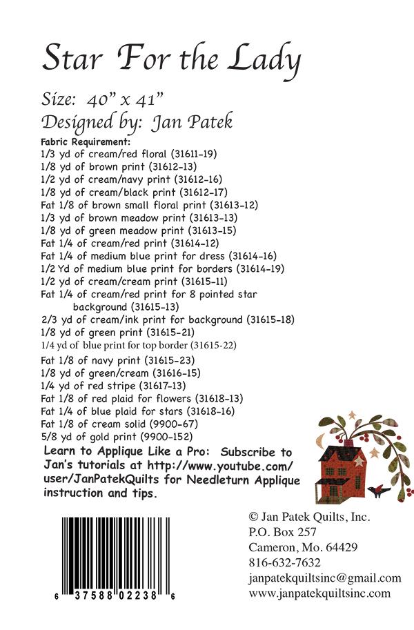 Stars For the Lady - Quilt Pattern, different perspective #1, zoomed in. Select this picture to zoom back out.