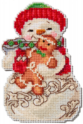 Snowman with Gingerbread - Christmas Cross Stitch Kit