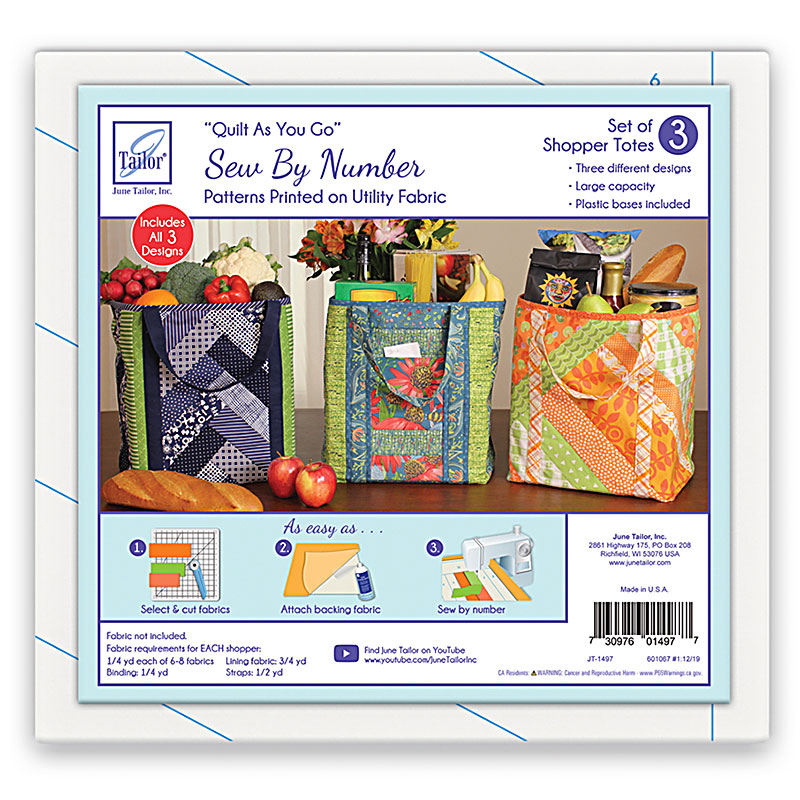 Quilt As You Go -  Set Of 3 Shopper Totes