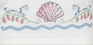 Seashells Pillowcase Pair - Stamped Cross Stitch Kit