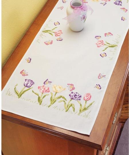 Tulip Garden Dresser Scarf - Embroidery Kit