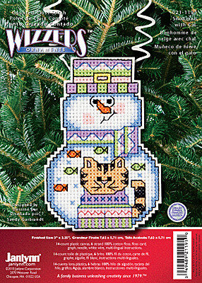 Snowman With Cat - Holiday Wizzers - Cross Stitch Kit