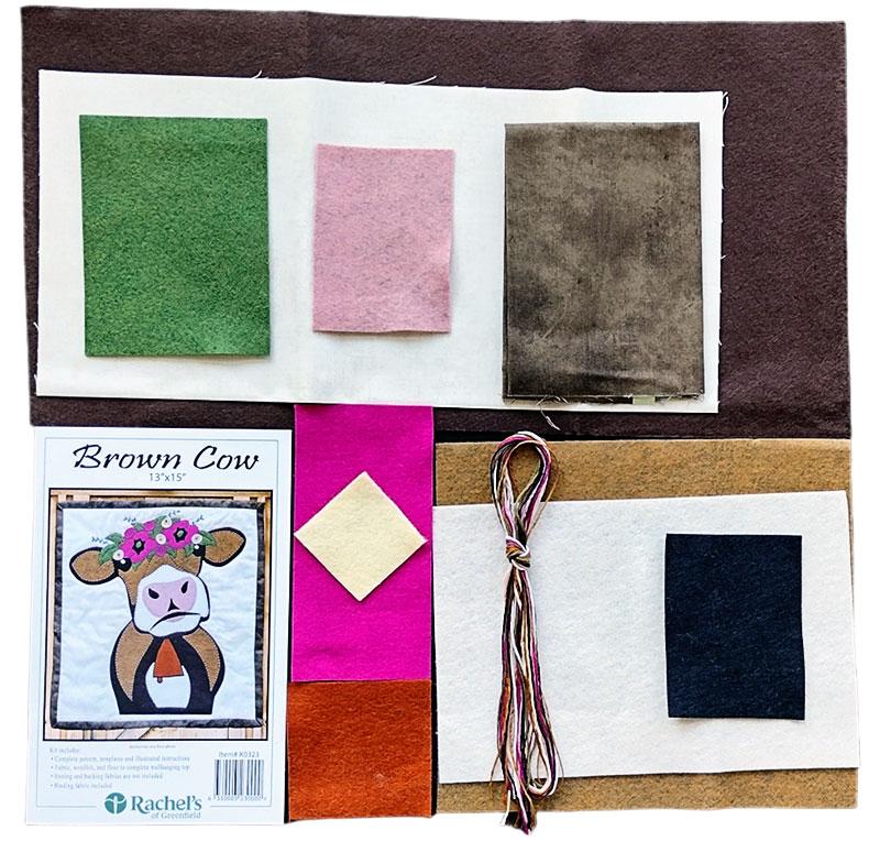 Wall Quilt Brown Cow 13" x 15" - Quilt Kit