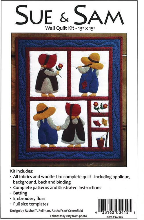 Sue and Sam - Wall Quilt Kit, zoomed in. Select this picture to zoom back out.