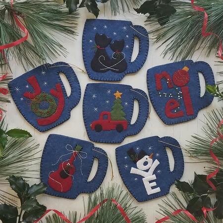 Merry Mugs Christmas Ornaments - Felt Applique Kit