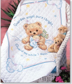 Cuddly Bear - Cross Stitch Kit, zoomed in. Select this picture to zoom back out.