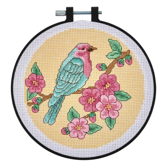 Mindful Bird 6" Round - Counted Cross Stitch Kit