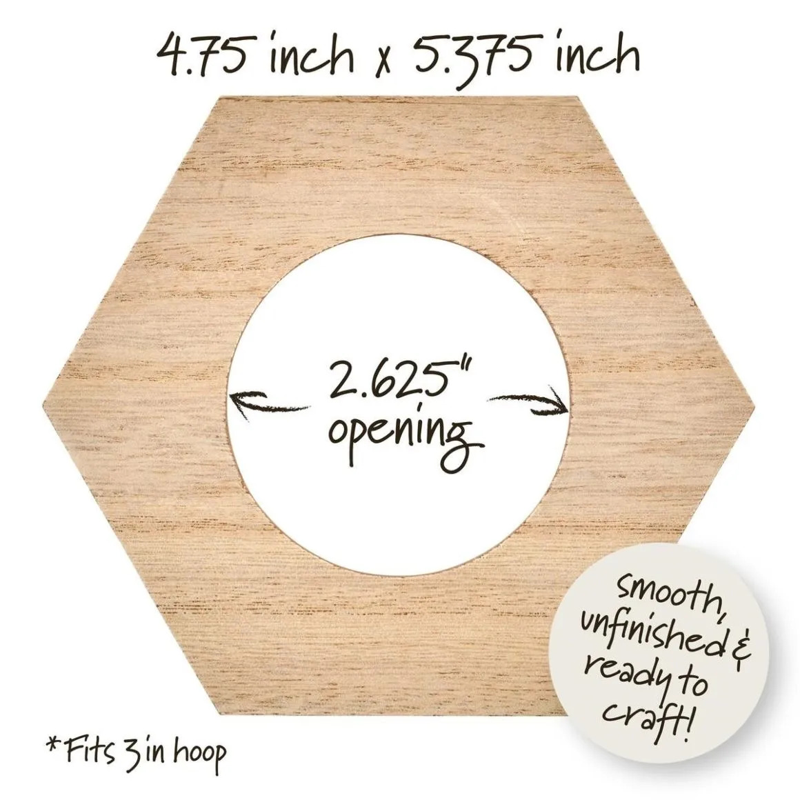 3" Wood Hexagon Hoop Frame