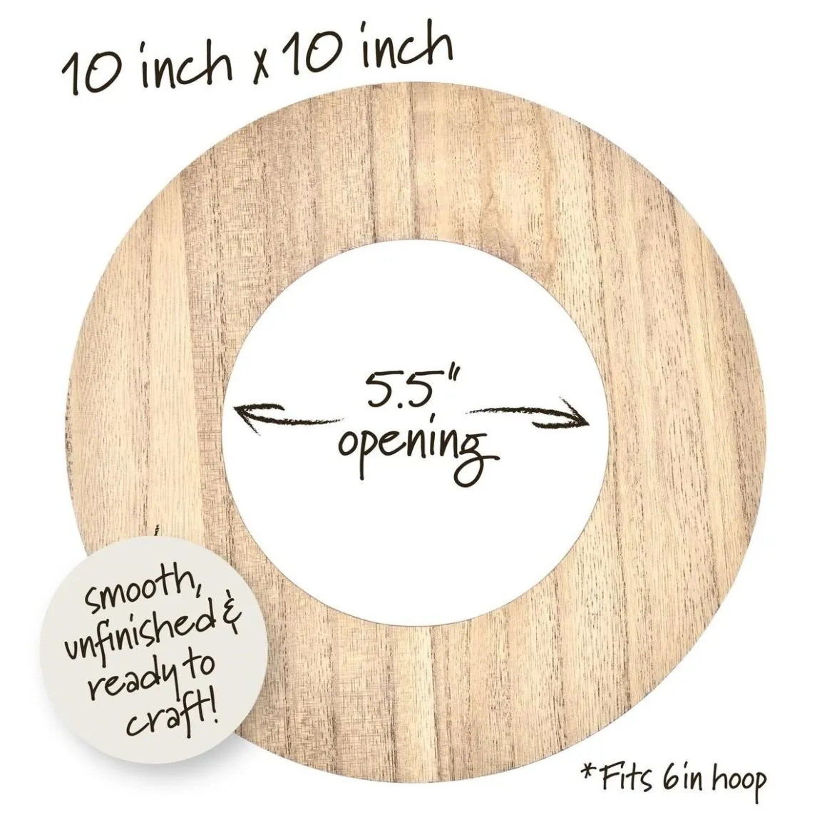 6" Wood Circle Hoop Frame