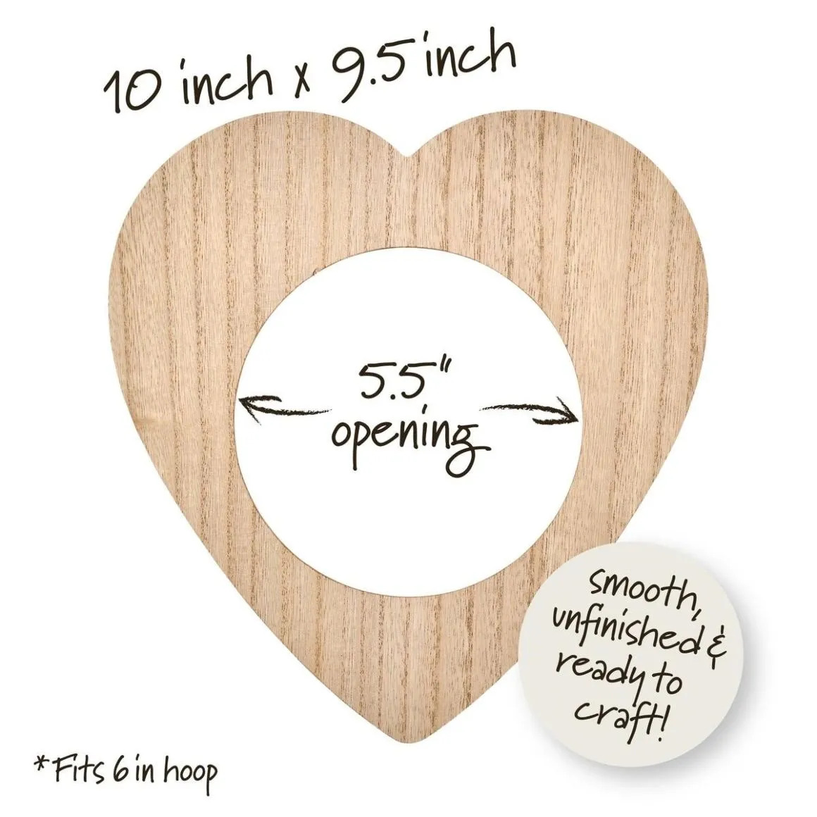 6" Wood Heart Hoop Frame