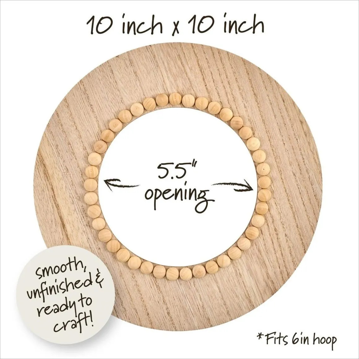 6" Wood Beaded Circle Hoop Frame