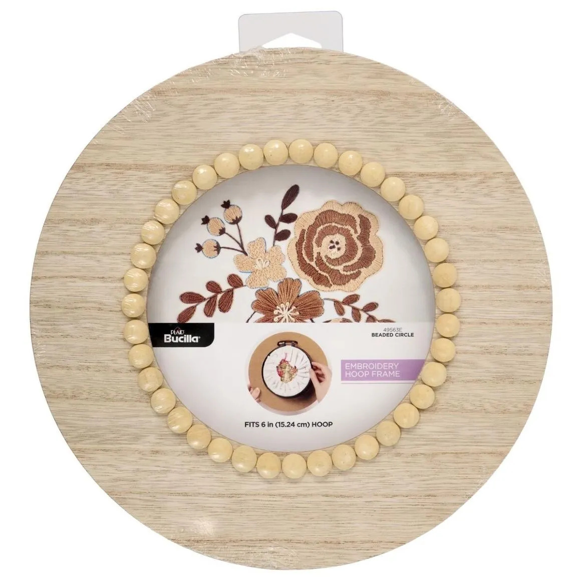 6" Wood Beaded Circle Hoop Frame