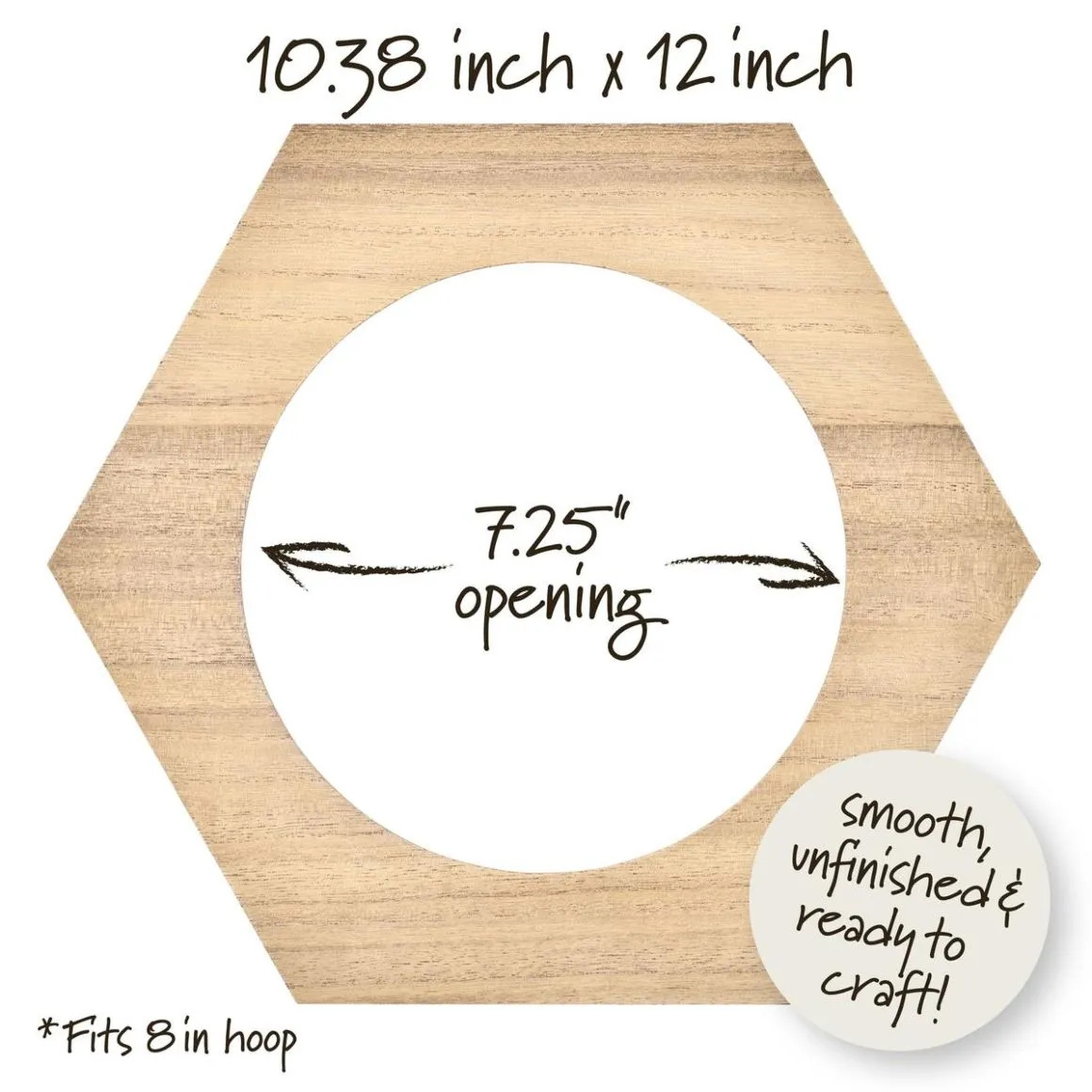 8" Wood Hexagon Hoop Frame