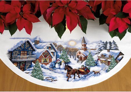 Sleigh Ride Tree Skirt - Cross Stitch Kit