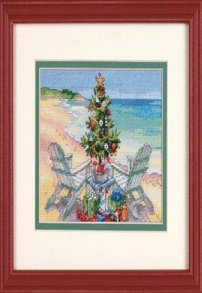 Christmas On The Beach - Cross Stitch Kit, zoomed in. Select this picture to zoom back out.