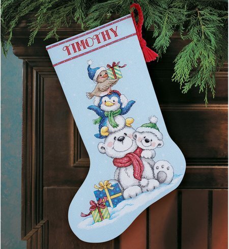 Stack Of Critters Christmas Stocking - Cross Stitch Kit