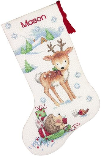 Reindeer Hedgehog Christmas Stocking - Cross Stitch Kit