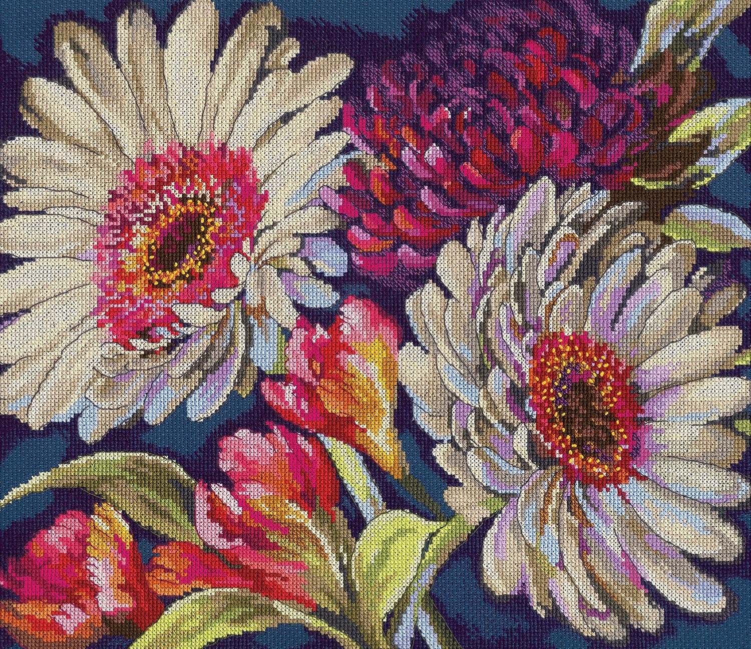 Fabulous Florals - Cross Stitch Kit, zoomed in. Select this picture to zoom back out.