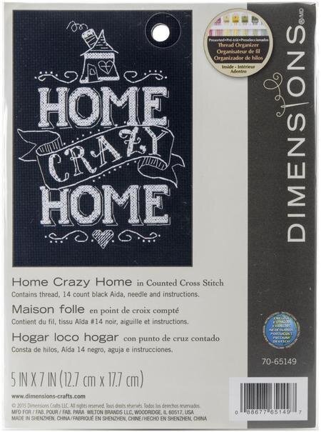 Home Crazy Home - Cross Stitch Kit, different perspective #1, zoomed in. Select this picture to zoom back out.