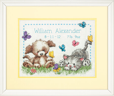 Pet Friends Baby Birth Record - Cross Stitch Kit