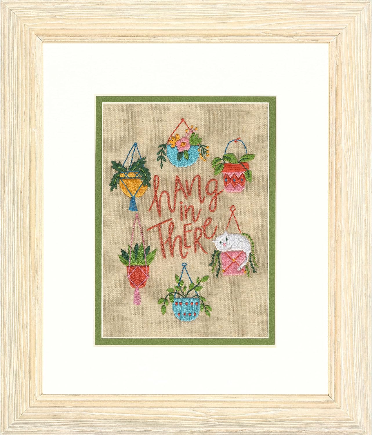 Hang in There -  Embroidery Kit, zoomed in. Select this picture to zoom back out.