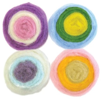 Multi-Color Pastel Roving Rolls - Needle Felting Wool, zoomed in. Select this picture to zoom back out.