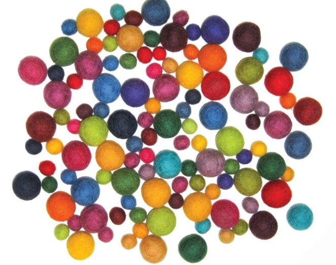 Value Pack Wool Embellishment Balls - Needle Felting 115 ct., zoomed in. Select this picture to zoom back out.