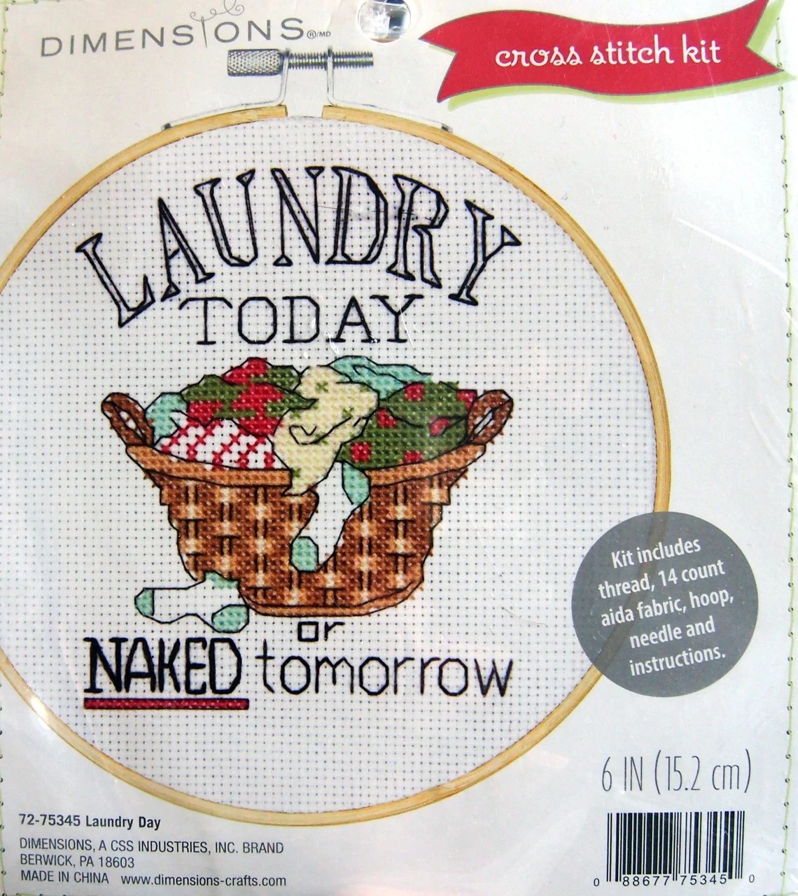 Laundry Day - 6" Round - Cross Stitch Kit