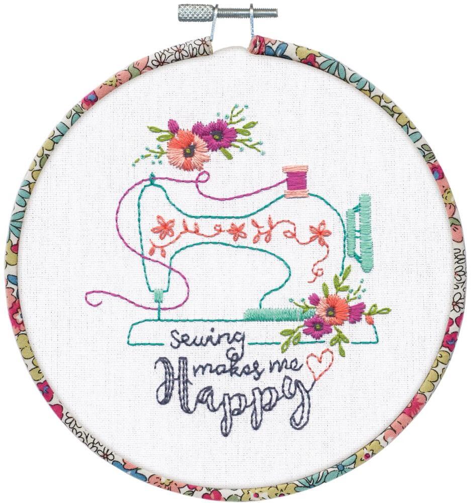 Sew Happy - Embroidery Kit, zoomed in. Select this picture to zoom back out.